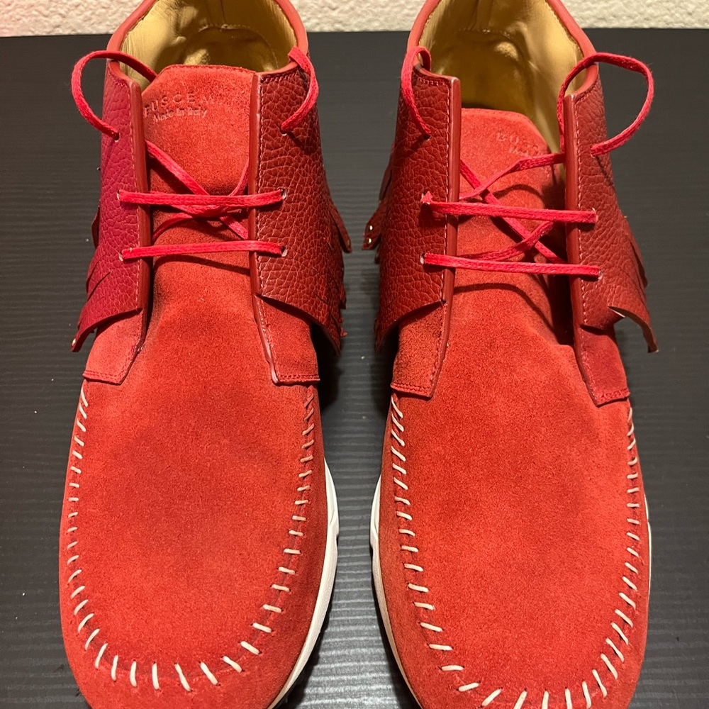 BUSCEMI MENS GLADIATOR RED/WHITE LEATHER SNEAKER